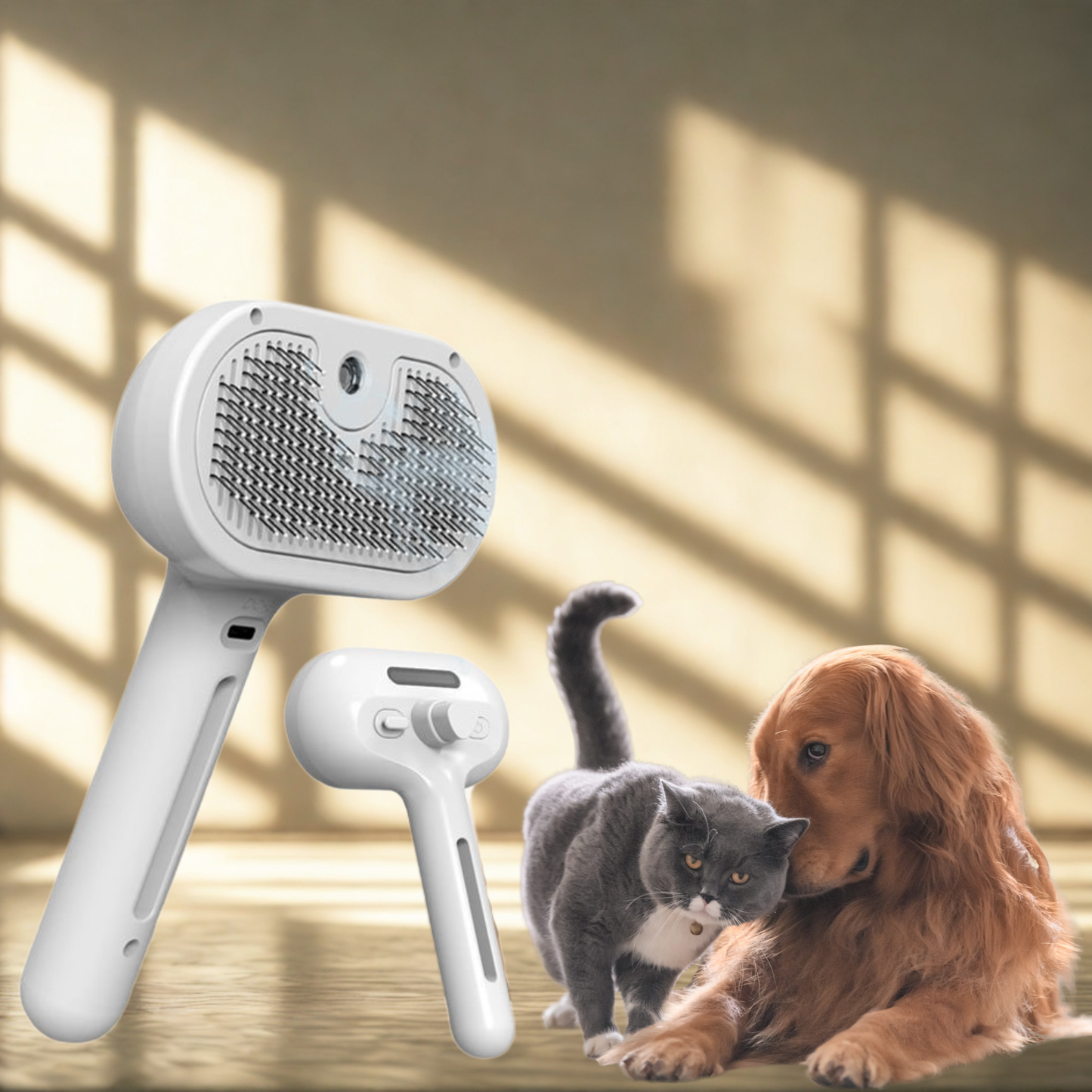 ✨ スプレー付き電動USBペットブラシ | Electric Pet Brush with Mist Spray